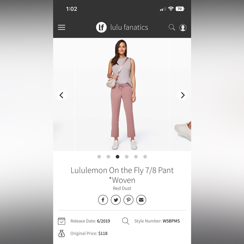 Lululemon on the fly 7/8 woven